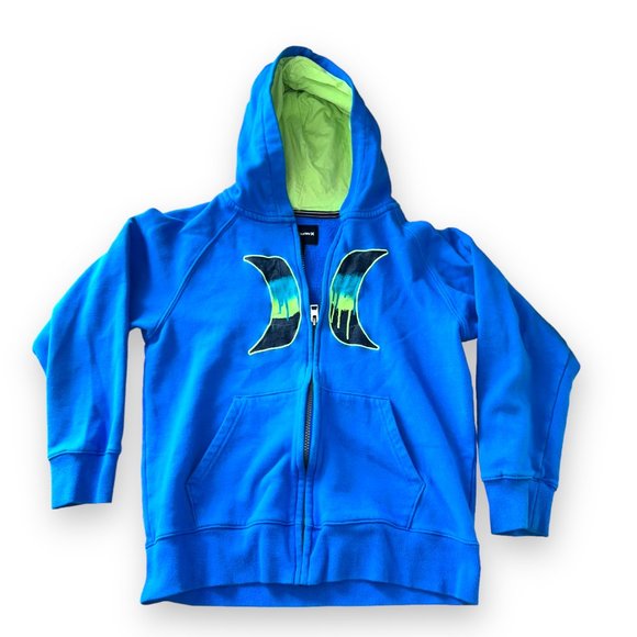 🍃2/$20🍃 Hurley Kids' Zipup Hoodie, Blue, Large - Picture 2 of 7